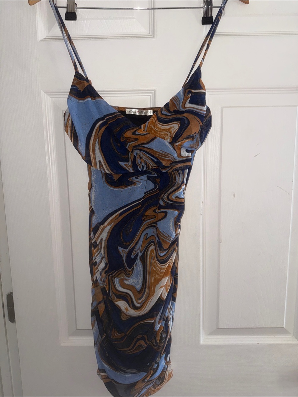Blue & Brown Marble Slip Dress - Unbranded